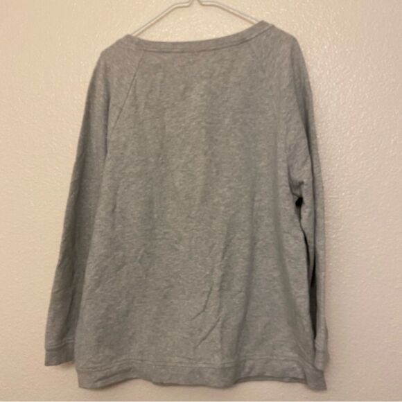 Chico’s Collection crewneck gray long sleeve sweatshirt white lace overlay 0/S/4 - Picture 2 of 6